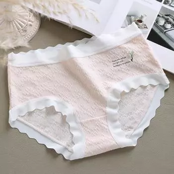 Нижнее белье для девочек с четырьмя лепестками клевера, женские хлопковые антибактериальные трусики с промежностью, большие размеры, трусы со средней талией без следов для девочек M