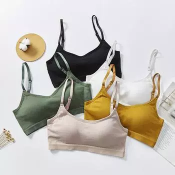 Нижнее белье для девочек с фиксированными чашками, облегающее грудь, интегрированная латексная чашка, спортивное нижнее белье, регулируемый жилет с лямками M (recommended 85-55 kg) чёрный