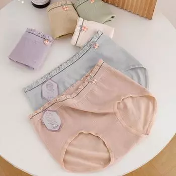 Нижнее белье для девочек с высокой эластичностью и бесшовным эффектом, средняя талия, антибактериальное, с дышащей промежностью, с мешком, облегающее бедра M