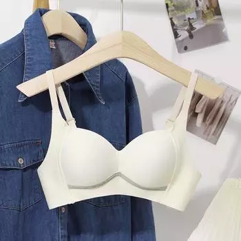 Нижнее белье для девочек Студенческое нижнее белье Простая и зрелая встроенная чашка Бюстгальтер с фиксированной чашкой и ватной подкладкой без следов 70A белый