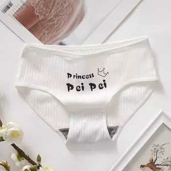 Нижнее белье для девочек, удобные трусики из хлопка с милым принтом в мультяшном стиле, шелковистые мягкие треугольные трусики L белый