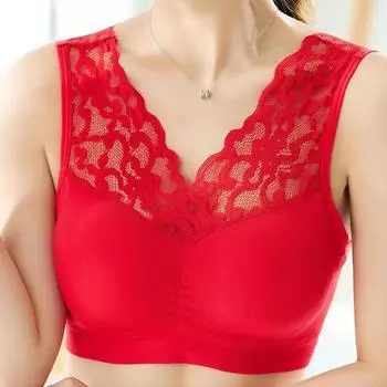 Нижнее белье для людей среднего и пожилого возраста, кружевной топ без стального кольца, дышащая коллекция для мам, бюстгальтер под грудью, тонкий бюстгальтер Small Size [80-67.5 kg]