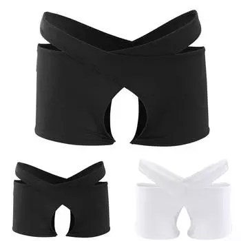 Нижнее белье для мужчин, нижнее белье с открытой промежностью, сексуальные шорты, однотонные
