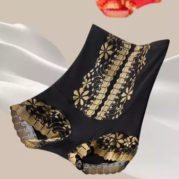 Нижнее белье для утягивания живота с кружевными цветами и утягивающими трусиками для женщин M золотой/чёрный