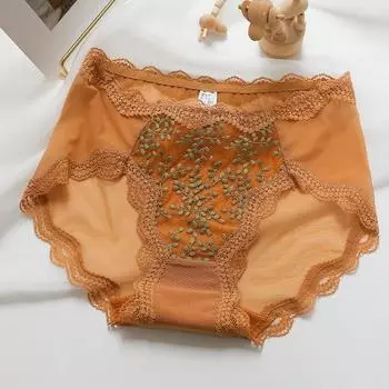 Нижнее белье для женщин бесшовные кружевные шелковые трусики с треугольными чашечками для девочек большого размера сексуальные трусы воздухопроницаемость M розовый