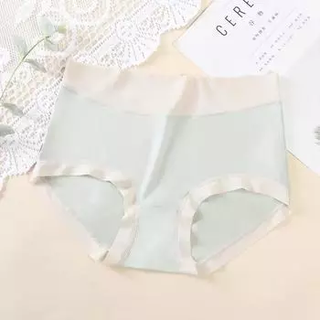 Нижнее белье для женщин со средней высокой талией, изготовленное из бесшовного шелка, антибактериальное, с дышащей промежностью, удобное и с ощущением обнаженности M