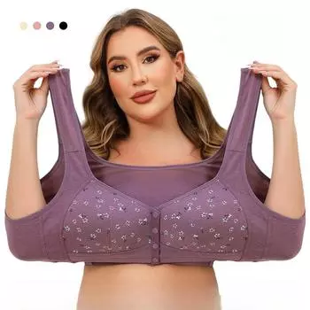 Нижнее белье для женщин среднего и пожилого возраста, утягивающие чашечки, застежка спереди, печать без стального кольца, широкие бретели, майка, большой размер, удобный бюстгальтер 36/80