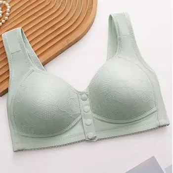 Нижнее белье для женщин среднего и пожилого возраста с фиксированной чашкой спереди, открытой застежкой, большого размера, без стального кольца, тонкий бюстгальтер-майка 36/80 зелёный