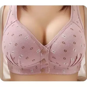 Нижнее белье для женщин среднего и пожилого возраста с застежкой спереди, с принтом в виде чашечек, без стального кольца, с широкими бретелями, большой размер, женский бюстгальтер-топ 36/80
