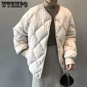 Нижнее белье Хлопковая одежда Женская короткая зимняя одежда Хлопковая куртка с перьями Хлопковая куртка без воротника XL