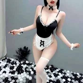 Нижнее белье Интернет знаменитость Сексуальная горничная Униформа Маленькая грудь Собирай дразнить Соблазнение Страсть Секс Костюм one size fits all