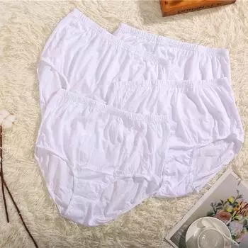 Нижнее белье из 100% хлопка с высокой талией для зрелых женщин, большой размер, свободный крой, белые трусы L белый