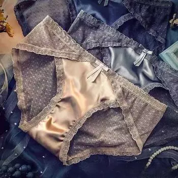Нижнее белье из атласного кружева, женское нижнее белье с поясом на талии, ультратонкая сетчатая перфорированная прозрачная треугольная сетка, сексуальный пояс M серый