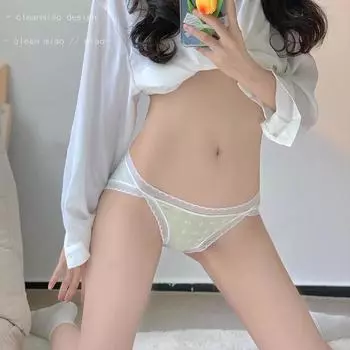 Нижнее белье из чистого хлопка с высоким разрезом, небьющиеся штанины для девочек, женские антибактериальные дышащие трусики, сексуальные милые кружевные трусы со средней талией и треугольными чашечками M белый