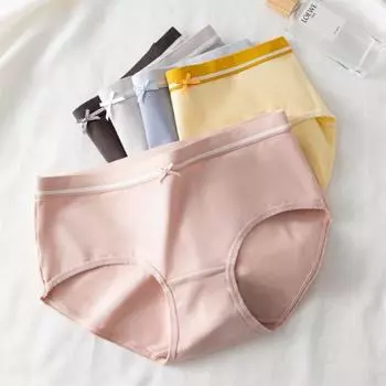 Нижнее белье из чистого хлопка с высокой талией, без следов, большие размеры, простые треугольные трусики из чистого хлопка M