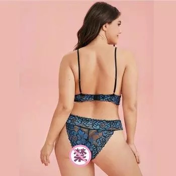 Нижнее белье из французского кружева большого размера со стальной кромкой, удобная и красивая спинка, обхват груди, тонкий дышащий женский комплект накладок на бюстгальтер XL синий