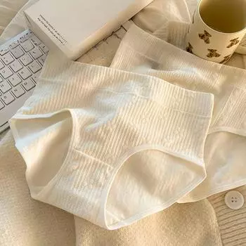 Нижнее белье из хлопка 7А класса для девочек, антибактериальное, из чистого хлопка, приятное для кожи промежности, с высокой талией, треугольные трусики M