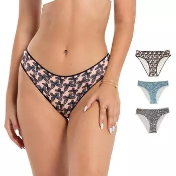 Нижнее белье из хлопка большого размера для девочек с заниженной талией и подъемом бедер, невидимые трусы, узорчатые стринги S