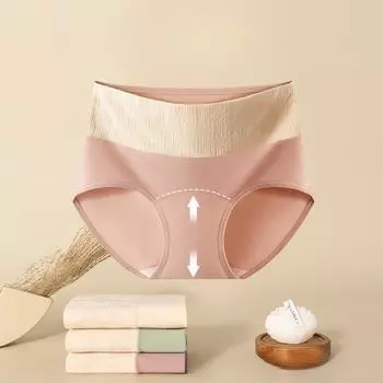 Нижнее белье из хлопка с высокой талией и антибактериальным промежностным швом для женщин, облегающее живот, удобные треугольные шорты больших размеров, осень-зима L