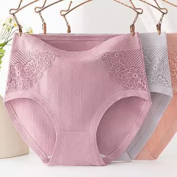 Нижнее белье из хлопка с высокой талией, антибактериальное, для женщин среднего возраста, размер плюс, 200 фунтов 80-105 lbs