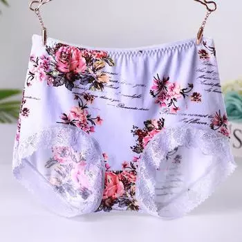 Нижнее белье из хлопка со средней талией, эластичные, дышащие, с принтом, кружевные трусики с треугольными чашечками M красный