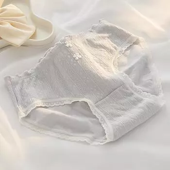 Нижнее белье из хлопкового жаккарда класса А для женщин, антибактериальное, 5А, чистый хлопок, дышащие, с талией, трусики с мешком на бедрах и треугольными чашечками M бежевый