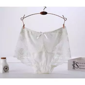 Нижнее белье из кружева средней талии из модала, нижнее белье из хлопка, женское нижнее белье, трусики больших размеров для полных XL белый