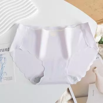 Нижнее белье из ледяного шелка для женщин, свежее лето, любовь, бесследные милые брюки с подъемом на бедрах со средней талией, летние крутые антибактериальные треугольные брюки XXL белый