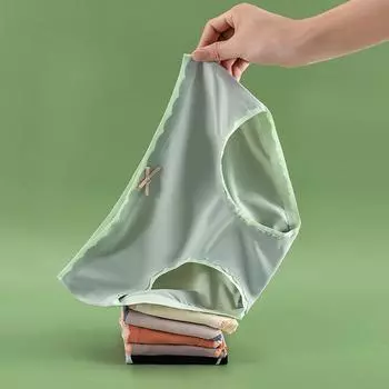 Нижнее белье из ледяного шелка для женщин, нижнее белье из чистого хлопка, промежность, низкая талия, приподнятые ягодицы, бесшовные шорты, дышащие треугольные трусики M чёрный