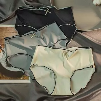 Нижнее белье из ледяного шелка, женские брюки, топ из чистого хлопка с промежностью, женское сексуальное нижнее белье большого размера, ультратонкое треугольное нижнее белье M серый