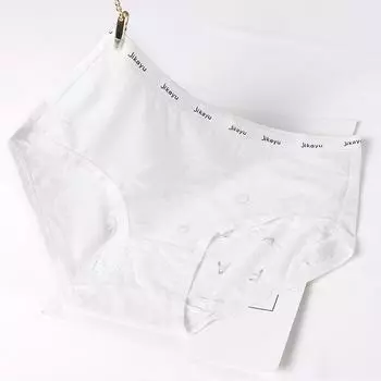 Нижнее белье из ледяного шелка, женское цельное сексуальное нижнее белье без следов, полое дышащее нижнее белье, ультратонкое быстросохнущее женское нижнее белье со средней талией M белый