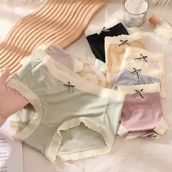 Нижнее белье из модала из ледяного шелка, женские летние тонкие дышащие и милые треугольные брюки со средней талией без следов M розовый