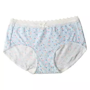 Нижнее белье Класс А. Высокоэластичные антибактериальные трусы со средней талией для женщин. Удобные дышащие трусы с кружевным принтом и цветочным принтом. One Size