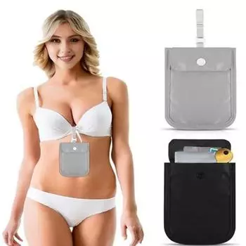 Нижнее белье Кошелек для монет Противоугонная невидимая сумка для ключей Водонепроницаемая защита от пота Ультратонкая застежка на пуговицы Легкая сумка для хранения денег для банковских карт Подвесной бюстгальтер серый