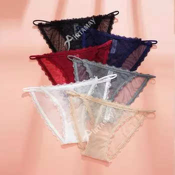 Нижнее белье кружевные трусы сращивание плюс размер средняя талия нижнее белье для девочек без следов чистый хлопок промежность женское нижнее белье треугольные трусики S абрикосовый