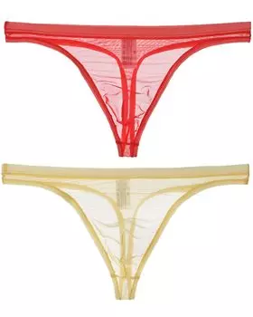 Нижнее белье La La, сетчатые трусики из микрофибры, сексуальный комплект из 3 предметов, трусики-танга, набедренная повязка спереди, прозрачный Т-образный принт, цветной стильный комплект сухой посадки 3D