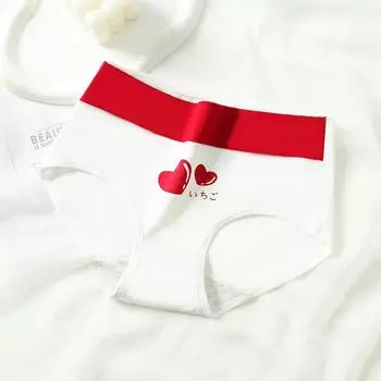 Нижнее белье Love, нижнее белье с высокой талией и принтом, женские треугольные брюки из чистого хлопка, милое нижнее белье без следов M