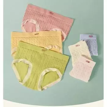 Нижнее белье медового персика, женское бесшовное хлопковое нижнее белье со средней талией, треугольные брюки с подъемом бедер для девочек