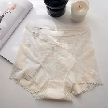 Нижнее белье Meizhai для женщин, кружевное нижнее белье с высокой талией, поднимающее бедра, шелковица, уход, треугольный промежностный шов, легкие дышащие трусики L