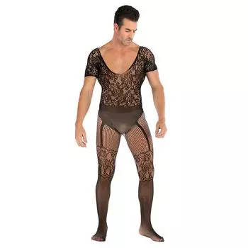 Нижнее белье, мужские колготки с коротким рукавом, сексуальное, полное тело, настоящее, сетчатое, сексуальное нижнее белье one size fits all