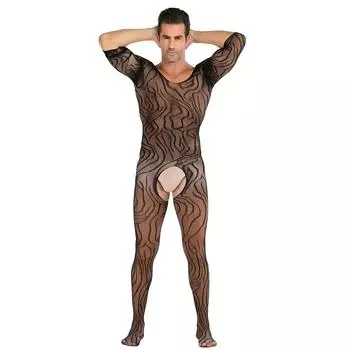 Нижнее белье, мужские колготки с коротким рукавом, сексуальная сетчатая пижама на все тело one size fits all