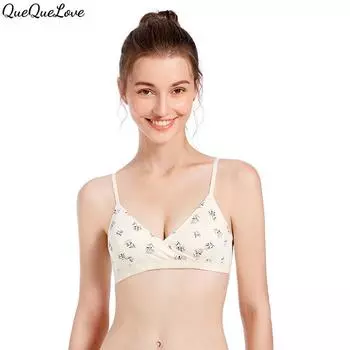 Нижнее белье на косточках с цветочным принтом и крестиком Женский тонкий сексуальный бюстгальтер Двубортный бюстгальтер S