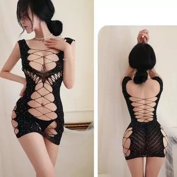 Нижнее белье платье Ажурное перспектива глубокий V обтягивающие ягодицы секс и страстный фетиш Праздничные платья акции 99% распродажа One Size