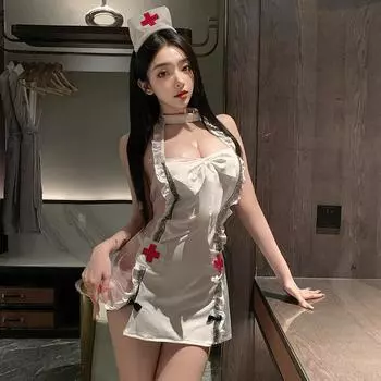 Нижнее белье Подвязки Кружево Перспектива Медсестра Горячая Сексуальная Страсть Кровать Бант One size