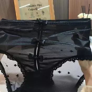 Нижнее белье Прозрачное нижнее белье с кружевом Кружевные трусики с бантом Большие размеры Сексуальные трусики Удобные дышащие Мягкие Чистые Стильные Треугольные трусики one size