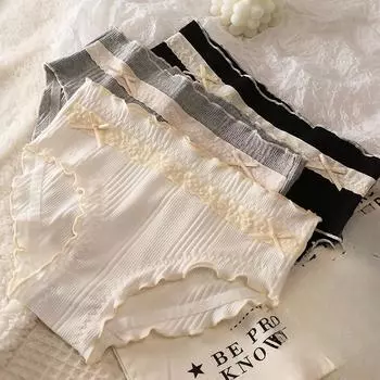Нижнее белье Pure Desire Girl из чистого хлопка с антибактериальным эффектом, женские тонкие трусы со средней талией, удобные дышащие треугольные трусики M белый