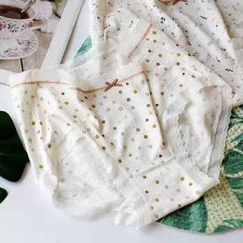 Нижнее белье с цветочным принтом, трусики со средней талией, кружевные набедренные повязки, дышащие треугольные удобные трусики для женщин One Size