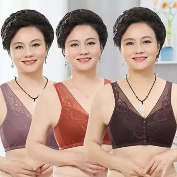 Нижнее белье с кружевной пряжкой спереди, женское, тонкая секция из мягкого хлопка, чашка, тип майки для пожилых людей без стального кольца, большой бюстгальтер 36/80