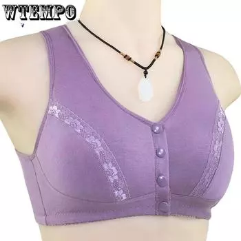 Нижнее белье с кружевным цветком и пуговицами спереди, женский бюстгальтер в стиле жилетки для людей среднего и пожилого возраста, большой размер, нижнее белье без стального кольца 38/85B