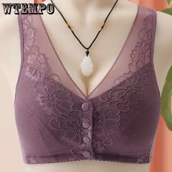 Нижнее белье с кружевом спереди, застегивающееся на пуговицы, женский тонкий топ-топ для людей среднего и пожилого возраста, бюстгальтер без косточек больших размеров 36/80B